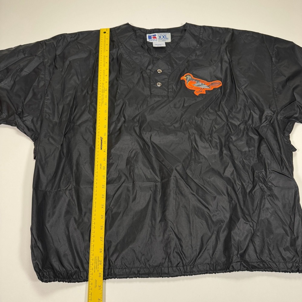 Vintage Russell Athletic Baltimore Orioles BP Pullover Jacket XXL Black Batting - Picture 6 of 14